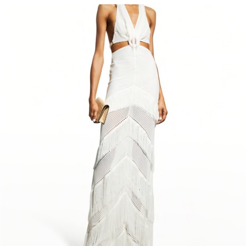 Raisa Vanessa Ivory Fringe Dress